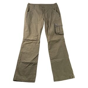 REI Pants Womens 8p Green-ish Cargo Cotton Nylon Wide Leg Hiking Camping Fishing